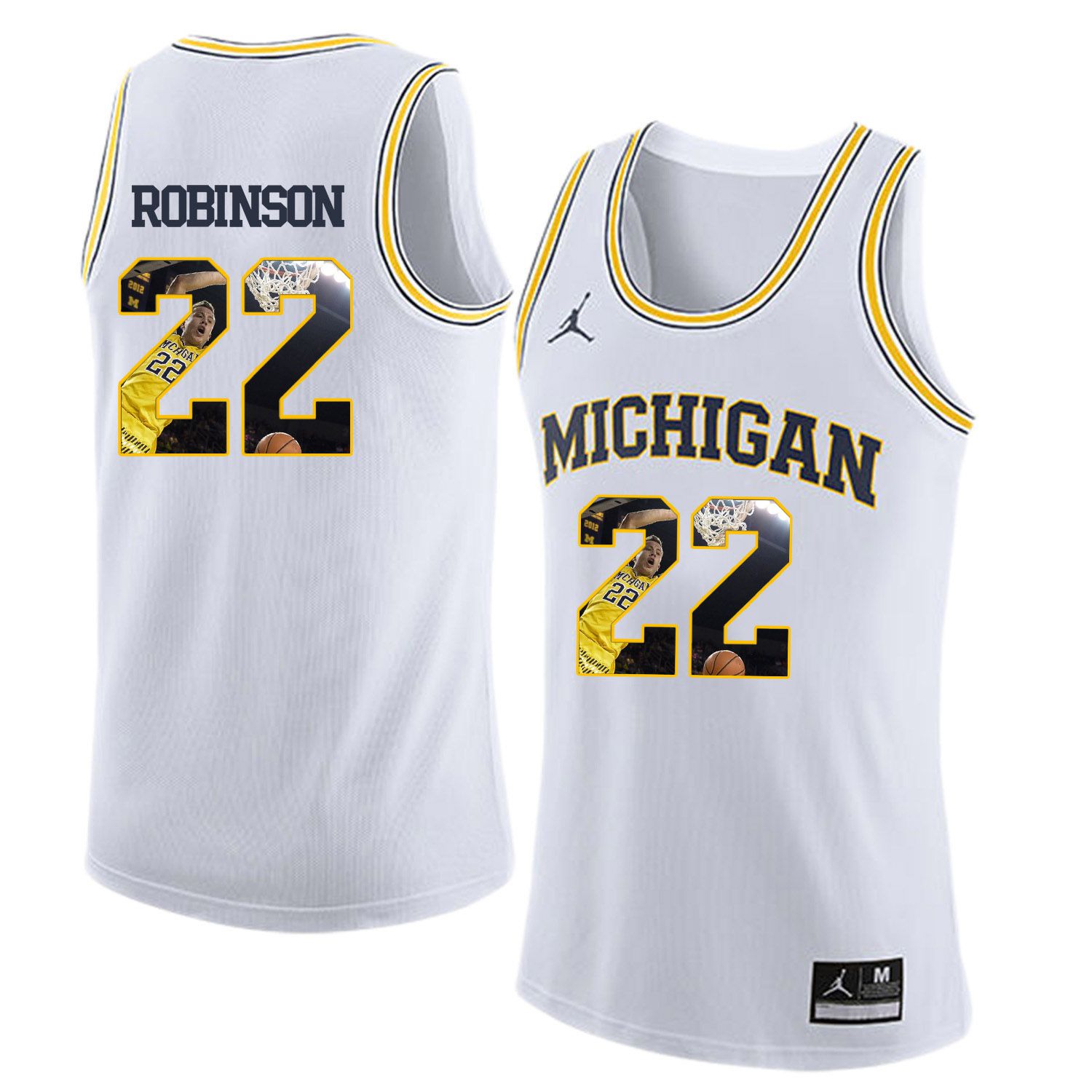 Men Jordan University of Michigan Basketball White #22 Robinson Fashion Edition Customized NCAA Jerseys->customized ncaa jersey->Custom Jersey